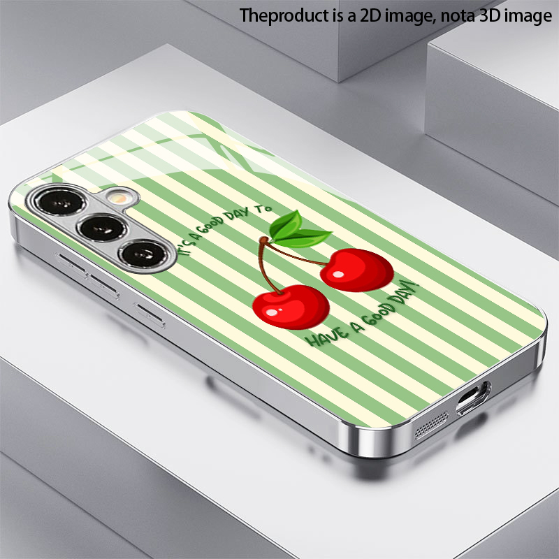 Phone Cases Cherry - Casing Ponsel 2D Motif Garis Ceri