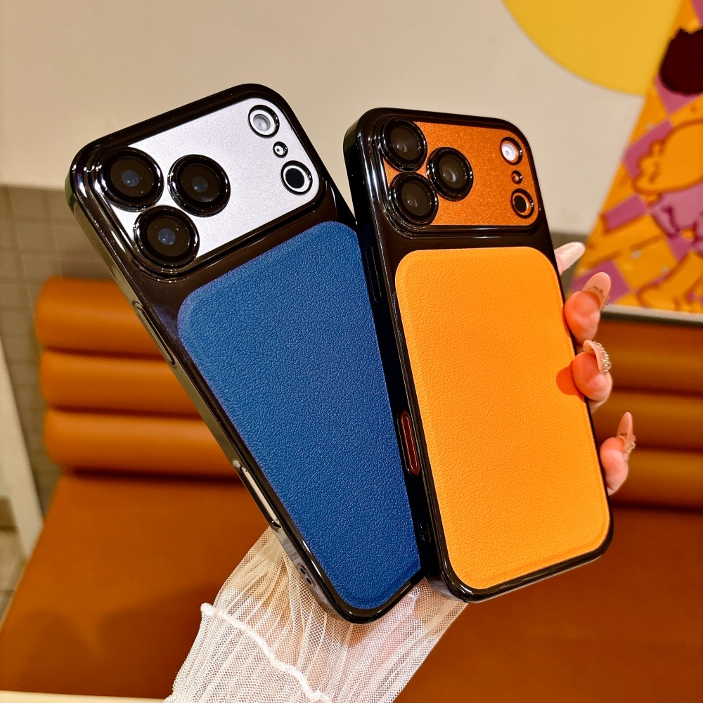 Luxury Plating Case - Casing Kulit PU Warna Solid Mewah