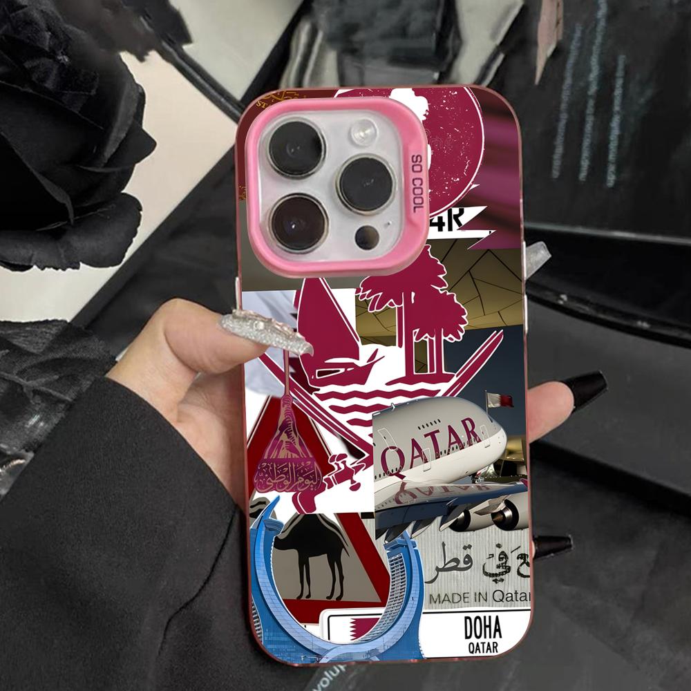 Phone Cases Qatar - Casing Ponsel Transparan Warna Pink Bendera