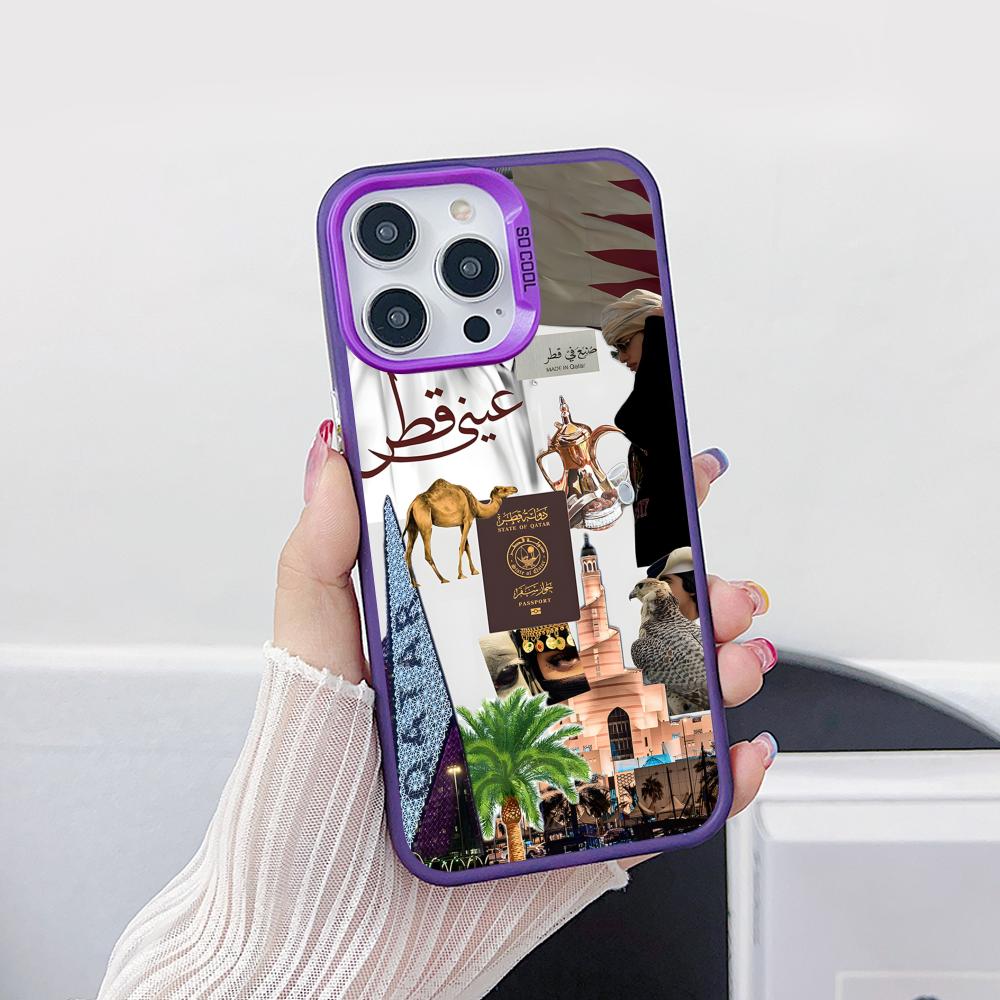 Phone Cases Qatar - Casing Ponsel Transparan Warna Ungu Bendera