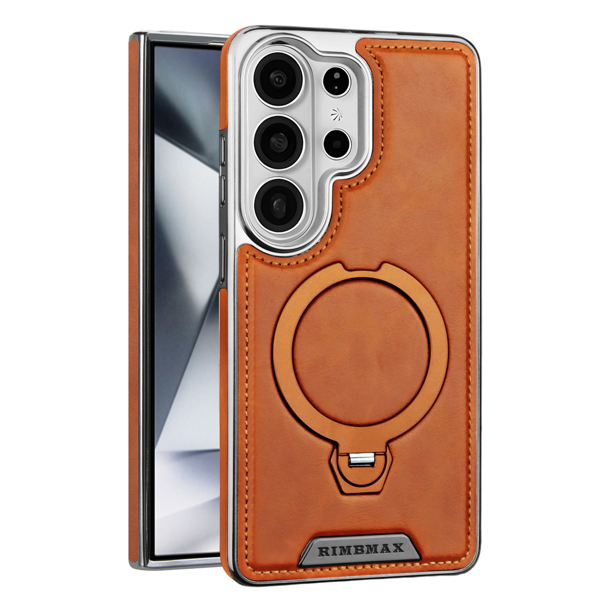 Ring Stand Case - Casing Ponsel Kulit PU untuk Samsung