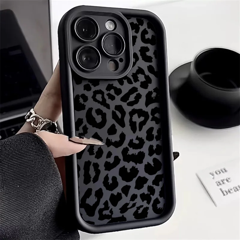Phone Cases Dior - Casing Ponsel Silikon Motif Leopard Hitam
