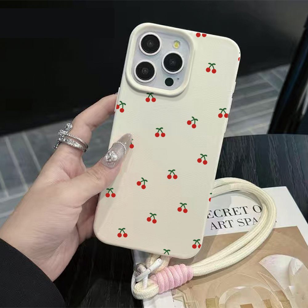 Phone Cases Cherry - Casing Ponsel Tali Silikon Matte Little