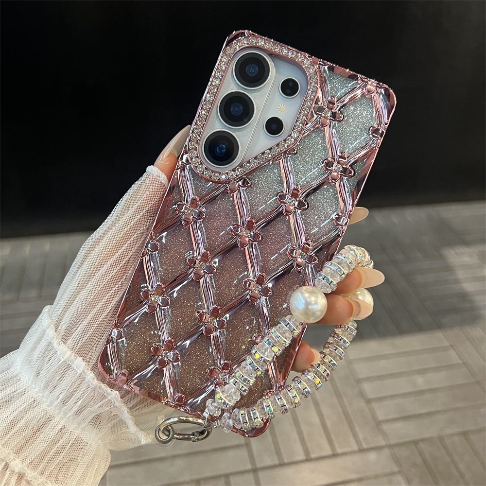 Luxury Plating Case - Casing Ponsel Mewah Berlapis Bunga Glitter
