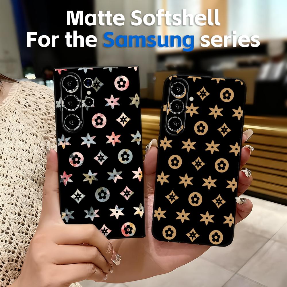 Phone Cases Black - Desain logo mewah dengan pola berulang