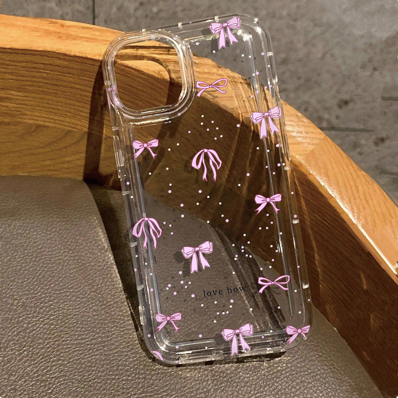 Phone Cases Dior - Casing Transparan Motif Pita Warna-warni Untuk
