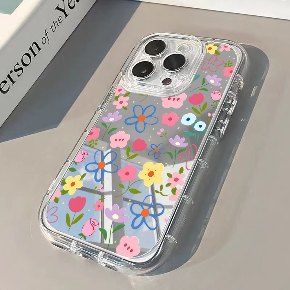Phone Cases Xr Iphone - Casing Ponsel Cermin Perak Motif Bunga