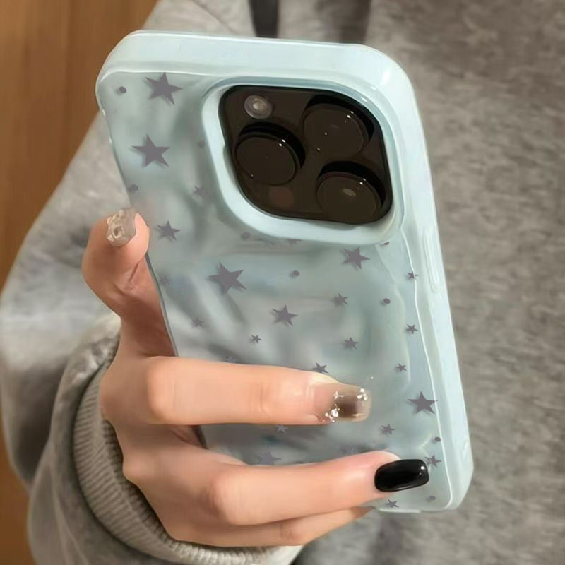 Phone Cases Green - Casing Ponsel Tekstur Gelombang Bintang Abu-abu-biru